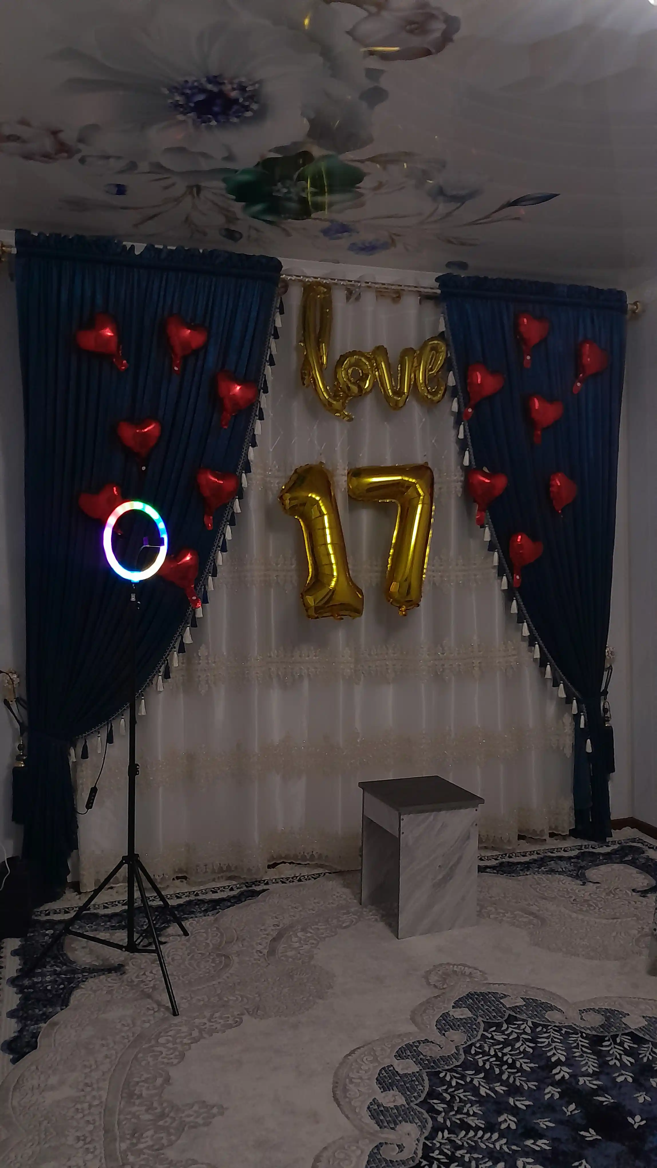 Selfi lampasi, halqali, RGB, LED, shtativ bilan, 210 sm