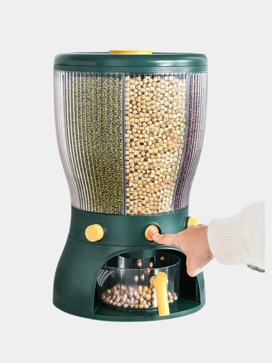 Yormalarni saqlash uchun  konteyner-dispenser, dozator bilan, 6 ta bo‘limdan, 12.5 l