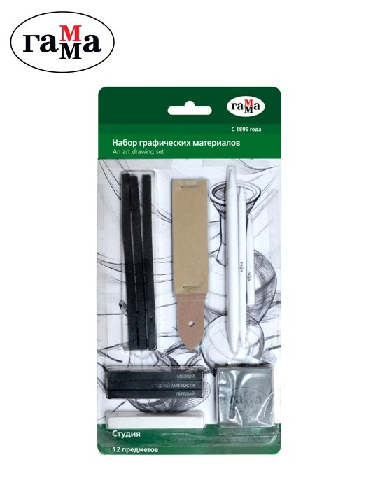 Grafik materiallar to'plami Gamma "Studio", 12 dona, blister, evro-ilgich, 090419_01 - 
