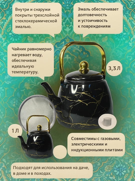 Emallanchan sho'rva qozoni, 18 * 11.5 sm - 2.0 litr, 28 * 17 sm - 8.0 litr