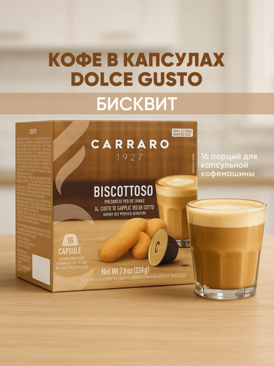 Carraro Biscottoso Dolce Gusto kapsulali qahva 16 dona - 