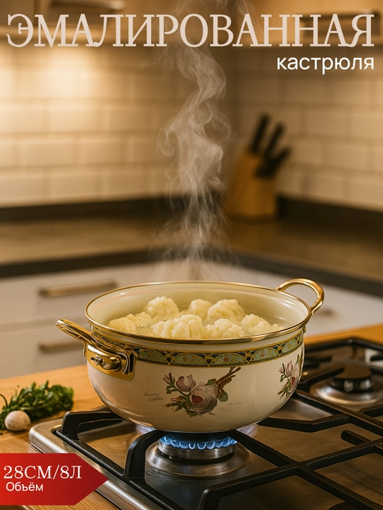 Emallanchan sho'rva qozoni, 18 * 11.5 sm - 2.0 litr, 28 * 17 sm - 8.0 litr