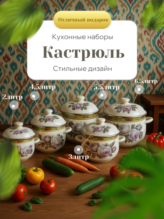 Набор кастрюли 5 штук для кухни - 