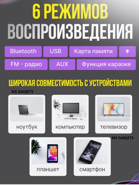 Portativ karaoke dinamik, simsiz Bluetooth, ushlagichli, stend bilan yurish uchun