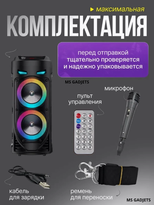 Portativ karaoke dinamik, simsiz Bluetooth, ushlagichli, stend bilan yurish uchun