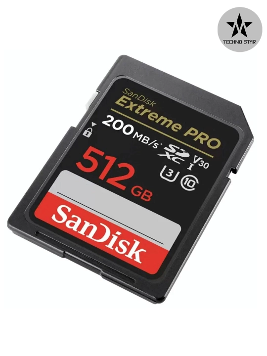 Sandisk Extreme Pro 512/256 GB hotira kartasi, UHS-I 200MB/s, U3 4K V30, fotoapparat uchun