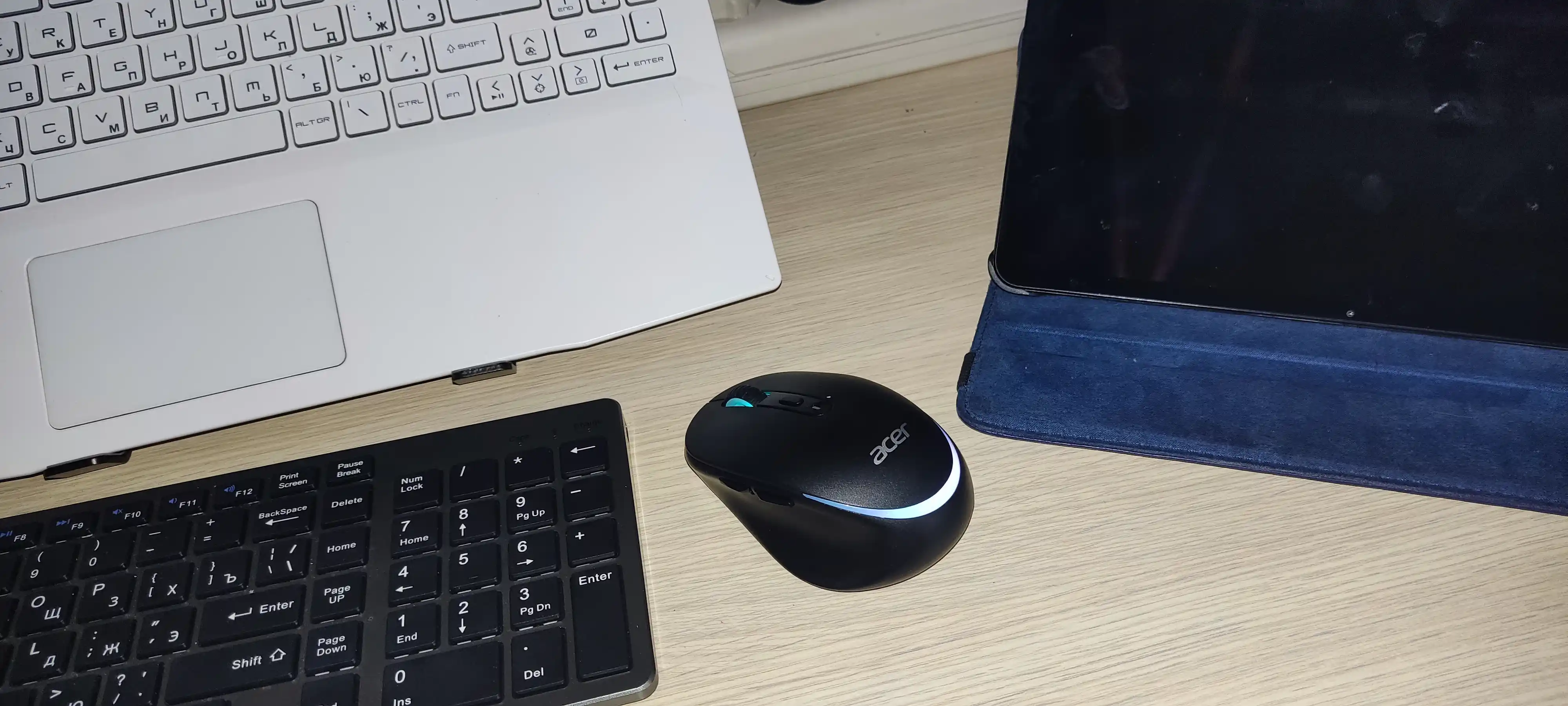 Simsiz kompyuter mini-sichqonchasi ACER, 2 rejim Bluetooth +2.4G, RGB orqa yorug'lik bilan