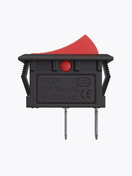 Тумблер выключатель ON/OFF 6A 250V AC, 2 пина, 21×15 мм, красный – 2 шт