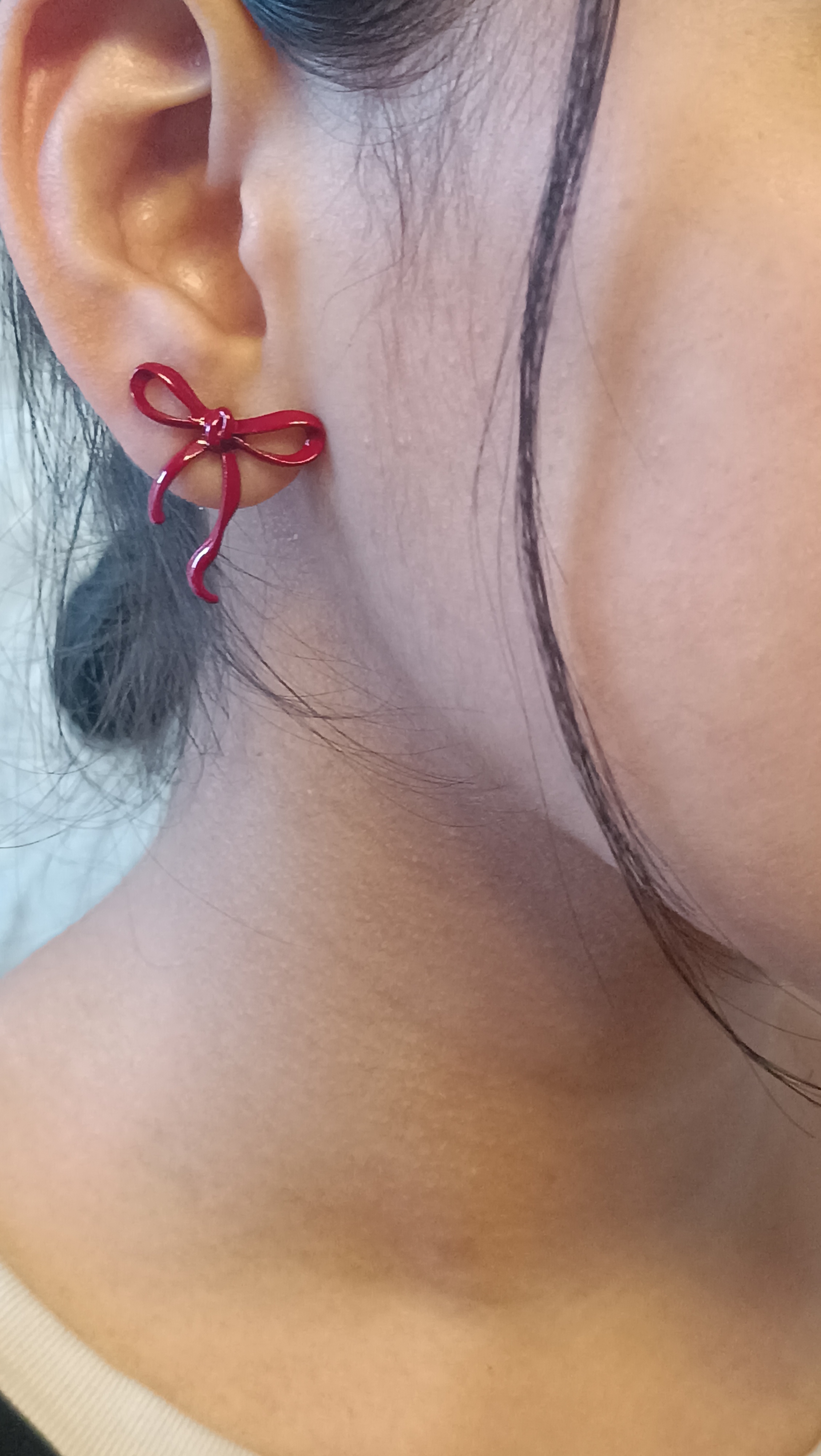 Серьги женские в форме бантика, красные, повседневные и праздничные