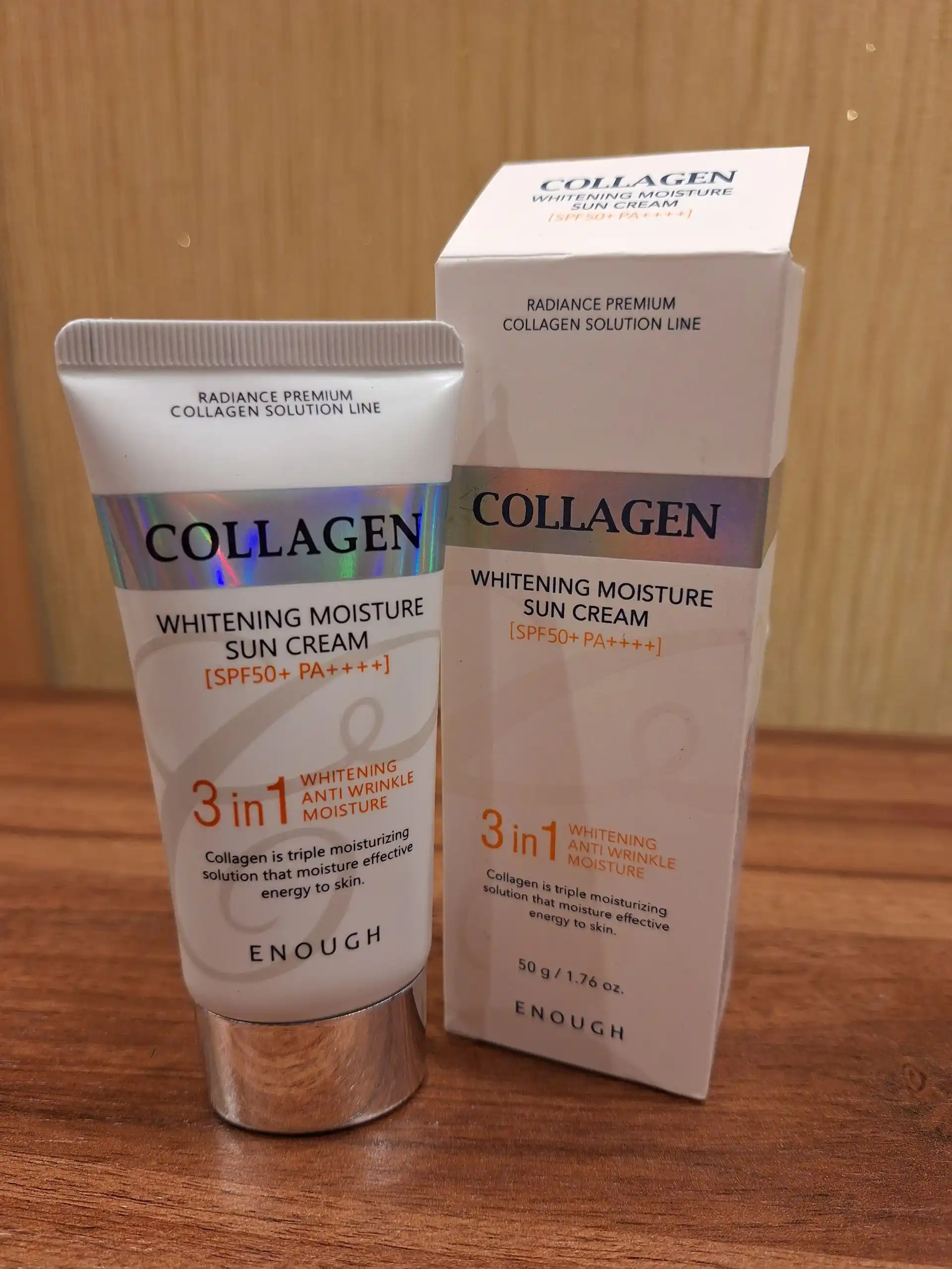 Quyoshdan himoyalovchi kollagen krem Enough 3in1 Whitening Sun Cream SPF50+ PA++++, 50 ml