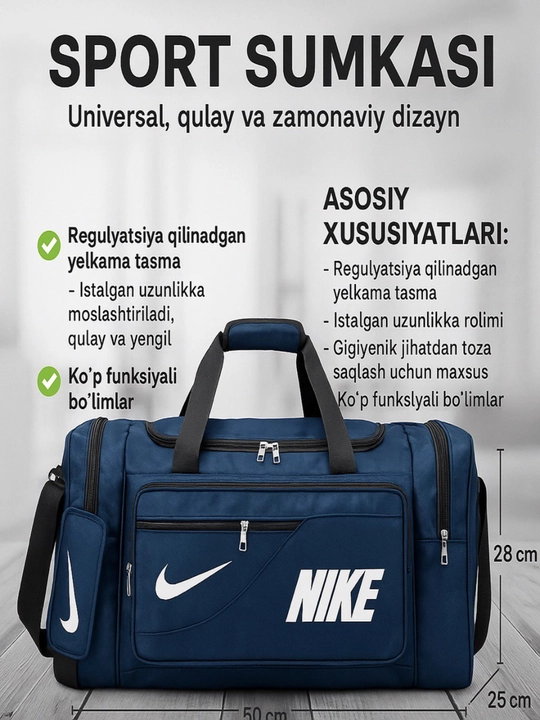 Sport sumka, eko koja ayollar va erkaklar uchun suv otkazmaydigan sumka