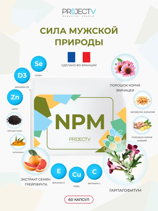 Tabiiy BFQ NPM, erkak tabiatining kuchi, 60 kapsula - 