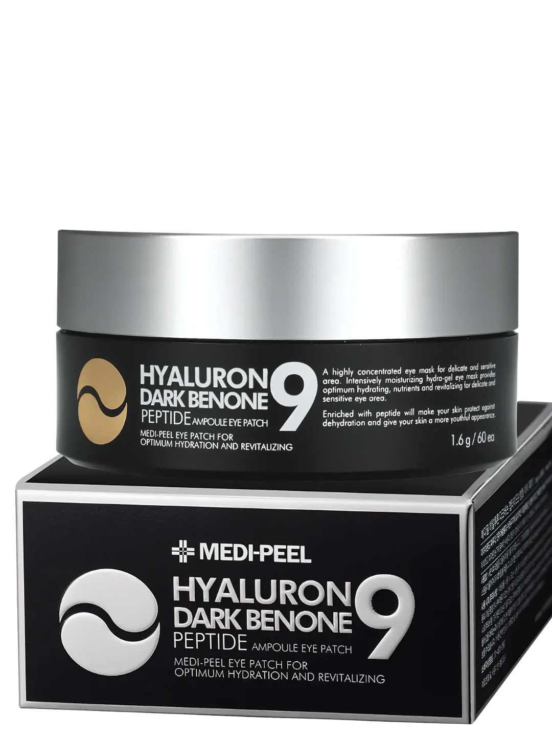 Ko'z uchun patchlar, MEDIPEEL+, Hyaluron Peptide 9, Aqua, Cica, Rose, Volume lifting, Dark benone, 60 dona