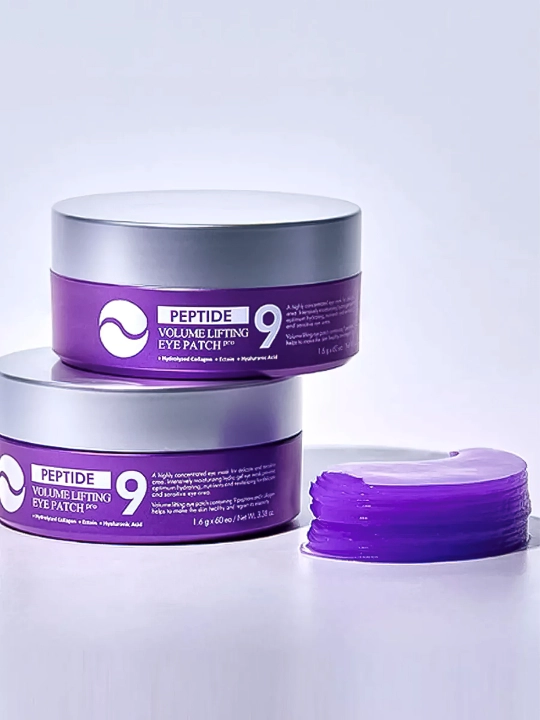 Ko'z uchun patchlar, MEDIPEEL+, Hyaluron Peptide 9, Aqua, Cica, Rose, Volume lifting, Dark benone, 60 dona
