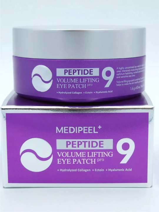 Ko'z uchun patchlar, MEDIPEEL+, Hyaluron Peptide 9, Aqua, Cica, Rose, Volume lifting, Dark benone, 60 dona