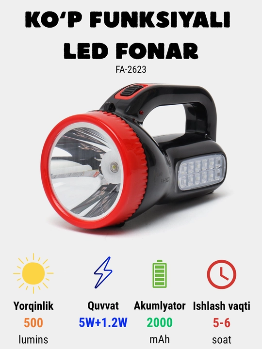 Fokuslanadigan, ixcham va o'ta yorqin LED fonar - 