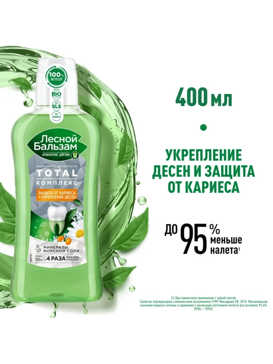 Lesnoy Balzam Ogiz chayish vositasi “Kariesdan himoya + tish milkini mustahkamlash” 400 ml - 