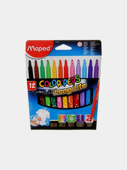 Flomaster Maped (12 rangli Long Life) 845020 - 