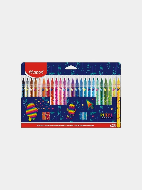 Maped Color’Peps PIXEL PARTY flomasterlari, 24 xil rang, karton quti (845417)