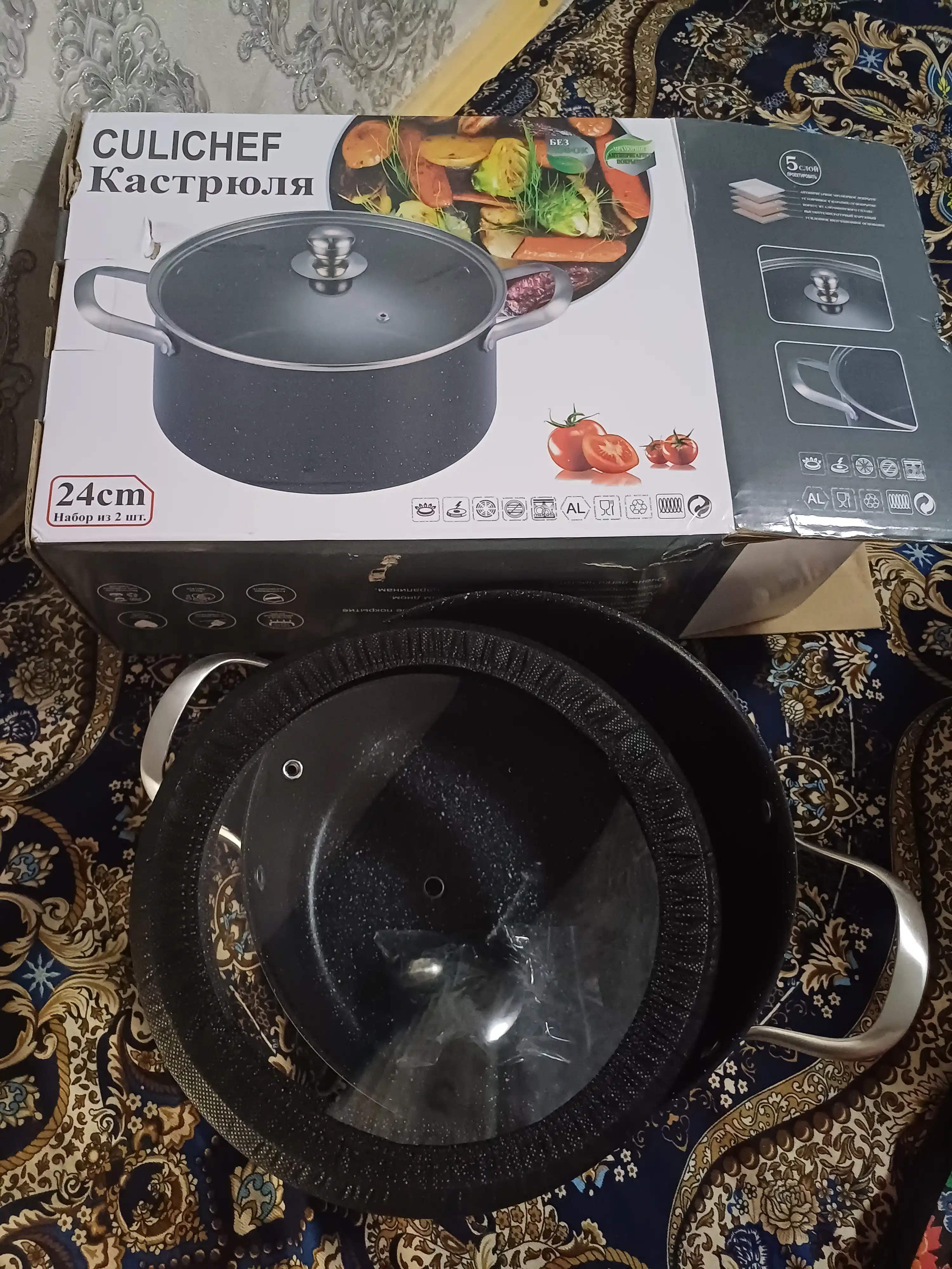 Кастрюля CULICHEF, 4 л, гранитное литье с антипригарным покрытием, черная