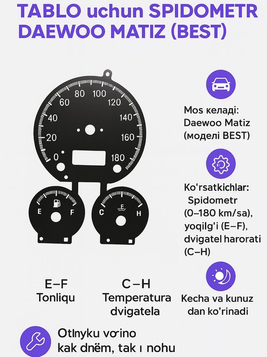🚗 Табло спидометра Daewoo Matiz (BEST) – чётко и удобно 📊 - 