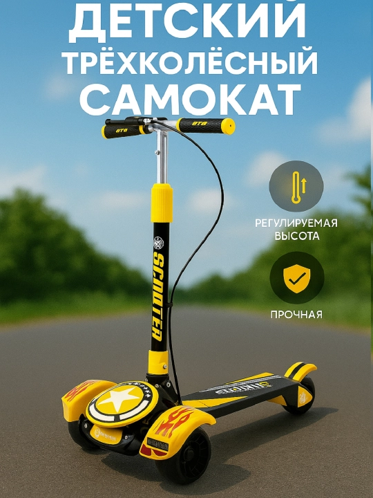 Детский трехколесный самокат