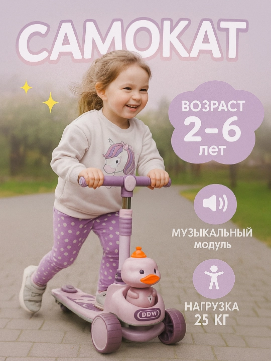 Bolalar samokati, o‘rindiqli va personajli - 