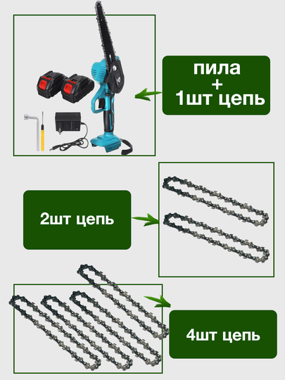 Цепная мини-пила 1 + 1, батарея