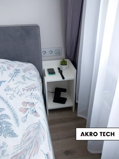 Прикроватная тумба, угловая, для спальни на ножках — AKRO-UGOLNIK-БЕЛЫЙ
