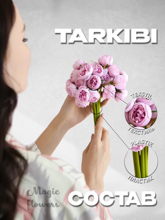Sun’iy gullar pion va atirgullar