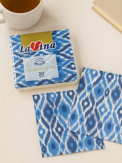 LAVINA Салфетки Lavina с узором, 1 блок 10 упаковок, в 1 упаковке - 20 штук — BUMAGA-ATLAS-СИНИЙ