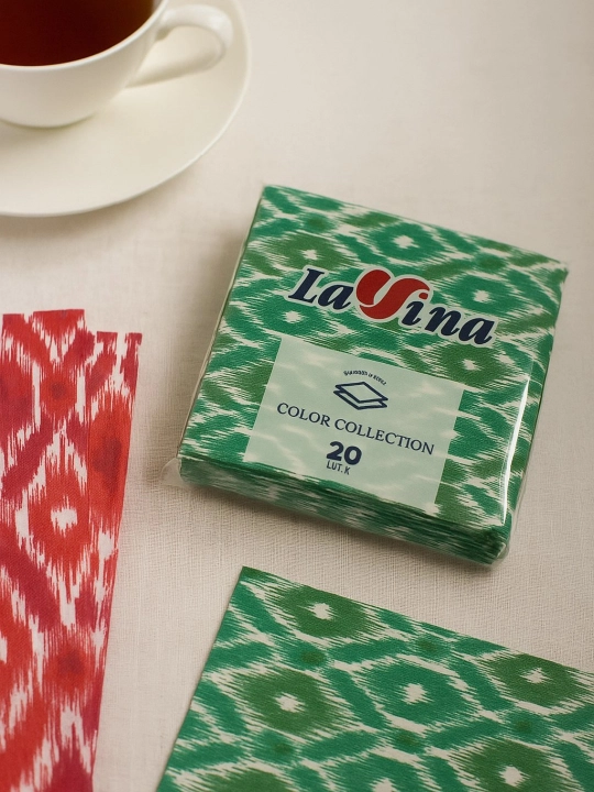 LAVINA Atlas adras naqshli quruq salfetkalar, 1 blok 10ta qadoq, 1 qadoqda 20 dona