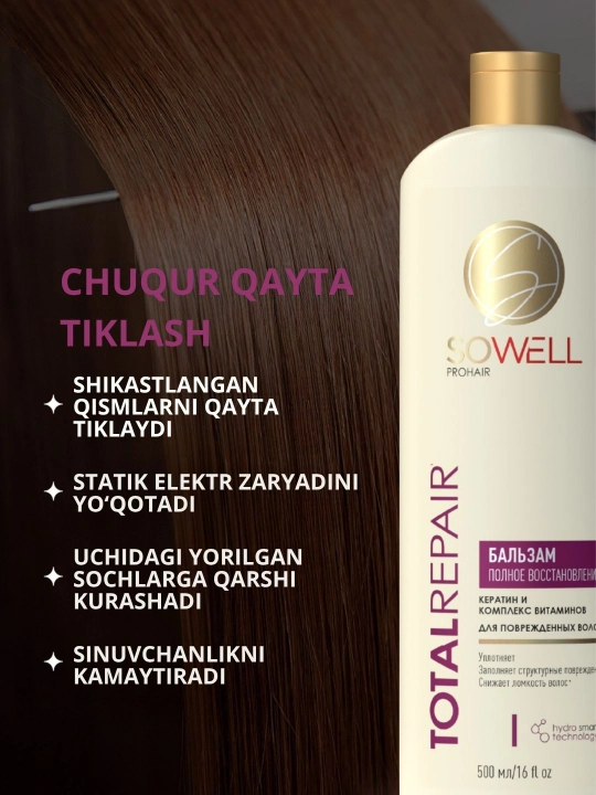 Sowell professional ayollar soch balzami Hajmi va parvarishi 500 ml