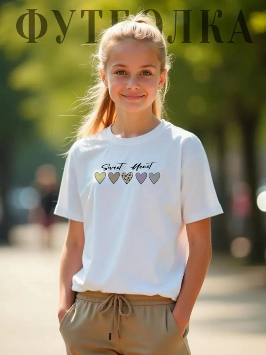 Детская футболка с принтами, 4-15 лет - 