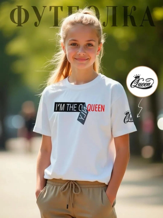 Детская футболка с принтами, 4-15 лет - 