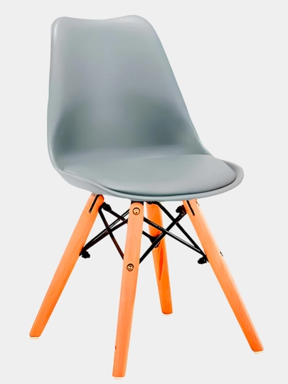Эргономичный детский стул Eames с мягкой эко-кожей — выдержит до 120 кг — FRUMOS-EAMESKI-СЕРЫЙ
