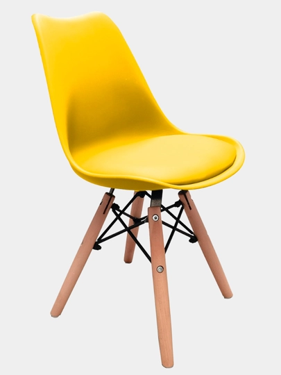 Эргономичный детский стул Eames с мягкой эко-кожей — выдержит до 120 кг — FRUMOS-EAMESKI-ЖЕЛТ
