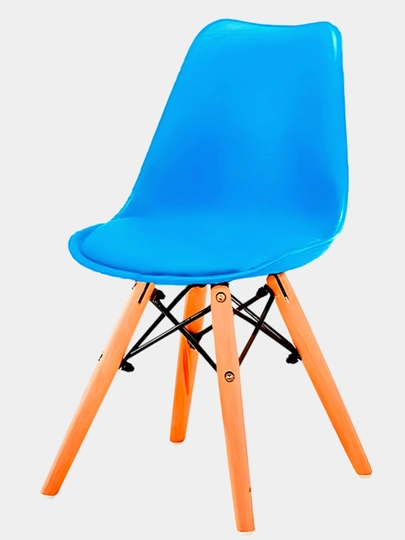 Эргономичный детский стул Eames с мягкой эко-кожей — выдержит до 120 кг — FRUMOS-EAMESKI-СИНИЙ
