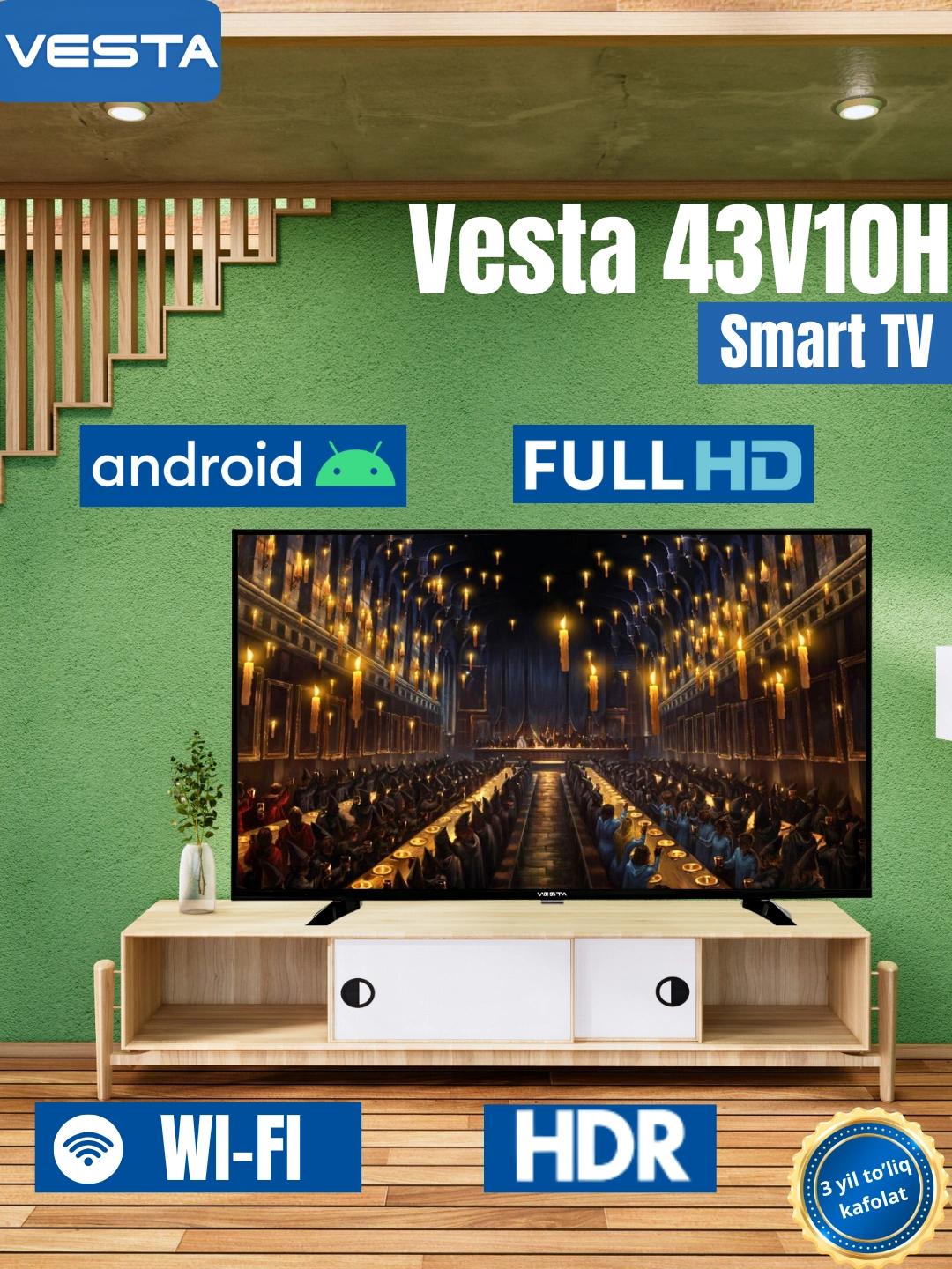Телевизор TV Vesta-43V10H Smart, черный за 2499000 сум со скидкой 4%. Uzum Market