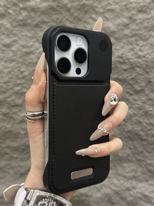 Кожаный, пластиковый чехол с MagSafe для iPhone 12,13,14,15,16 Pro/Max - 