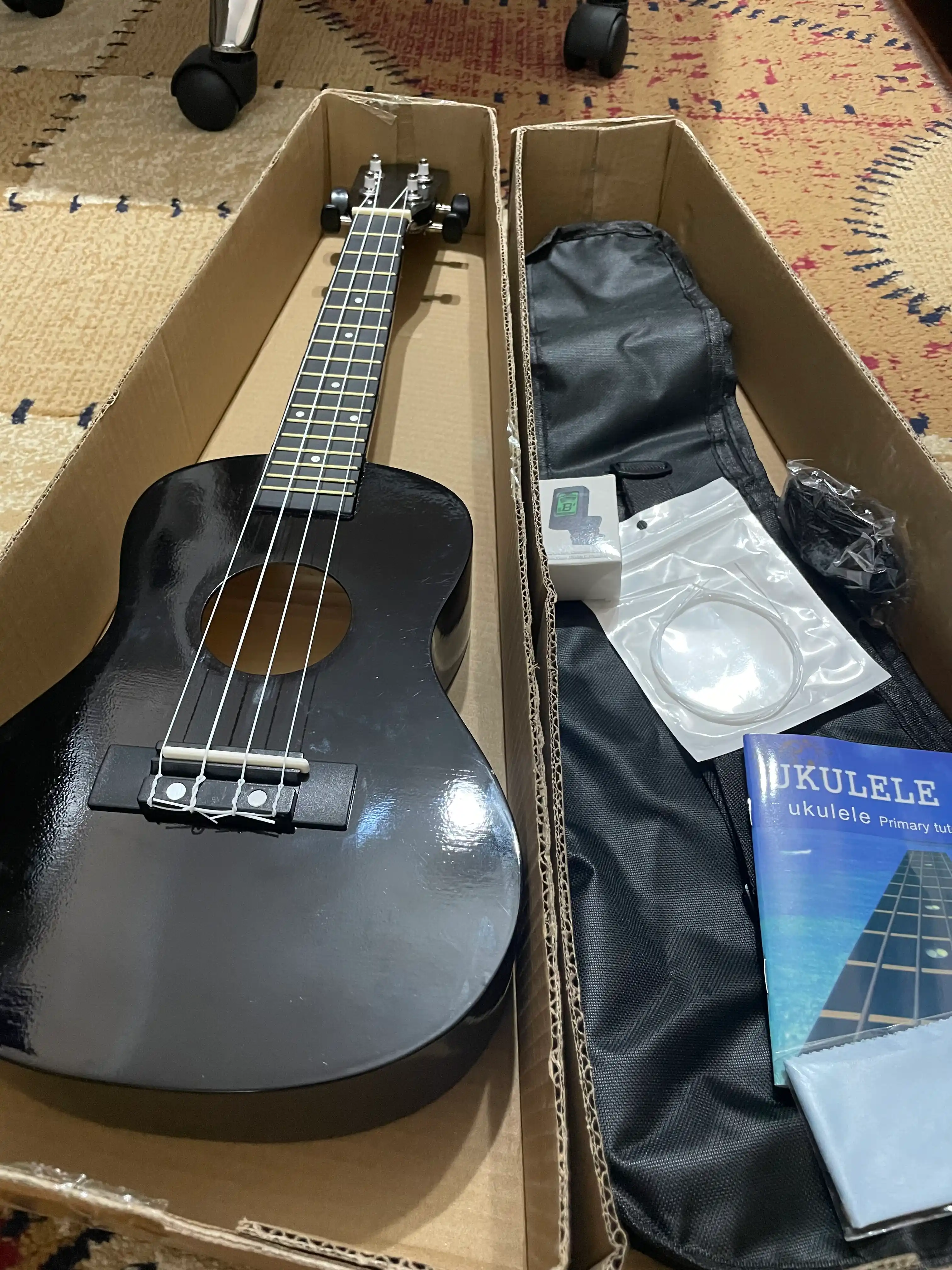 Konsert ukulelesi, 58 sm, musiqa asboblari to‘plami, mini gitara