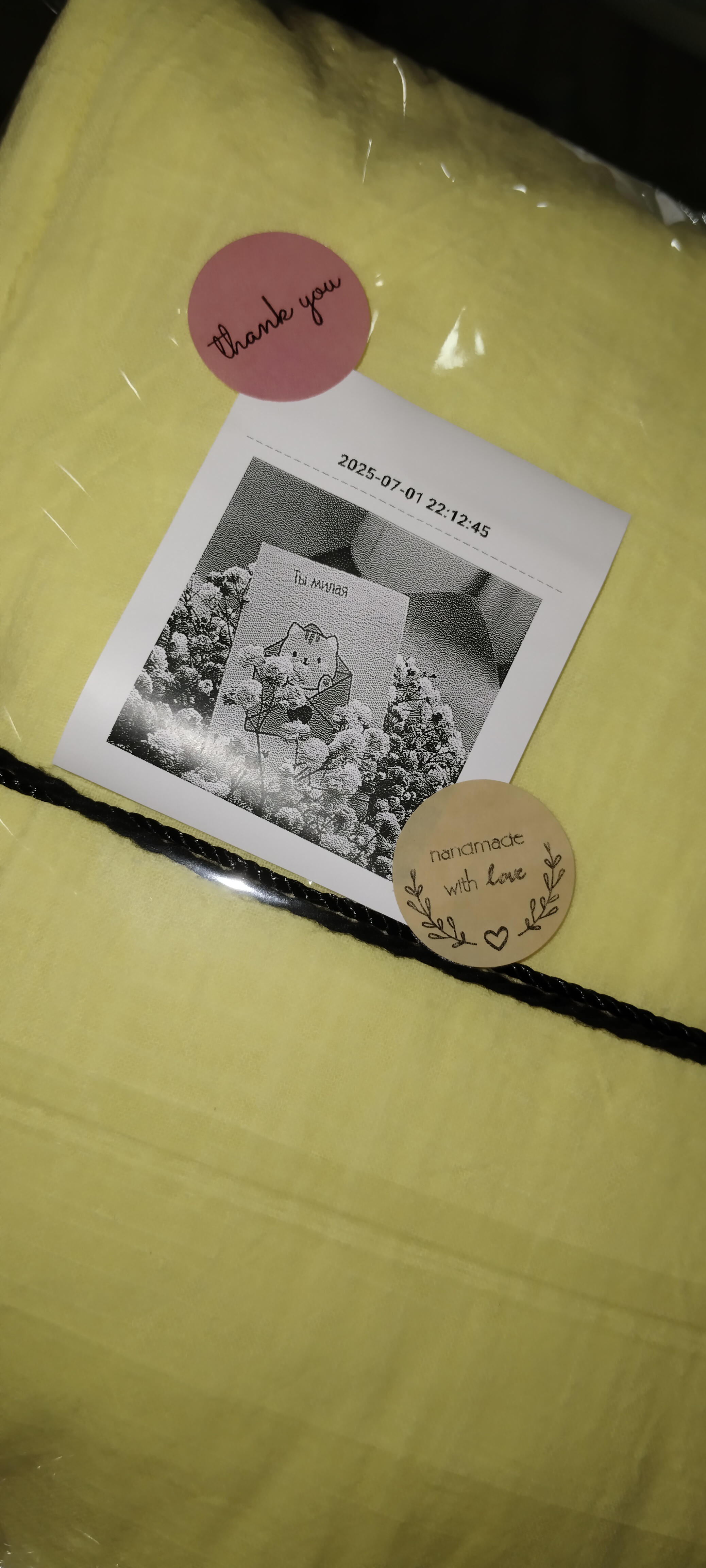 Наклейки, стикеры круглые Cпасибо, Handmade, Thank You, Thanks, 50 шт, 250 мм