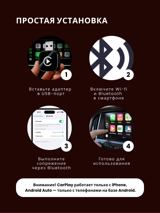 Simsiz Carplay va Android Auto, 2 tasi 1 da