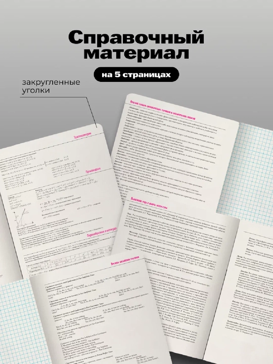 A5 formatda fan daftarlar to‘plami, 48 bet, katak va chiziqli, 10 dona, qo‘llanma bilan