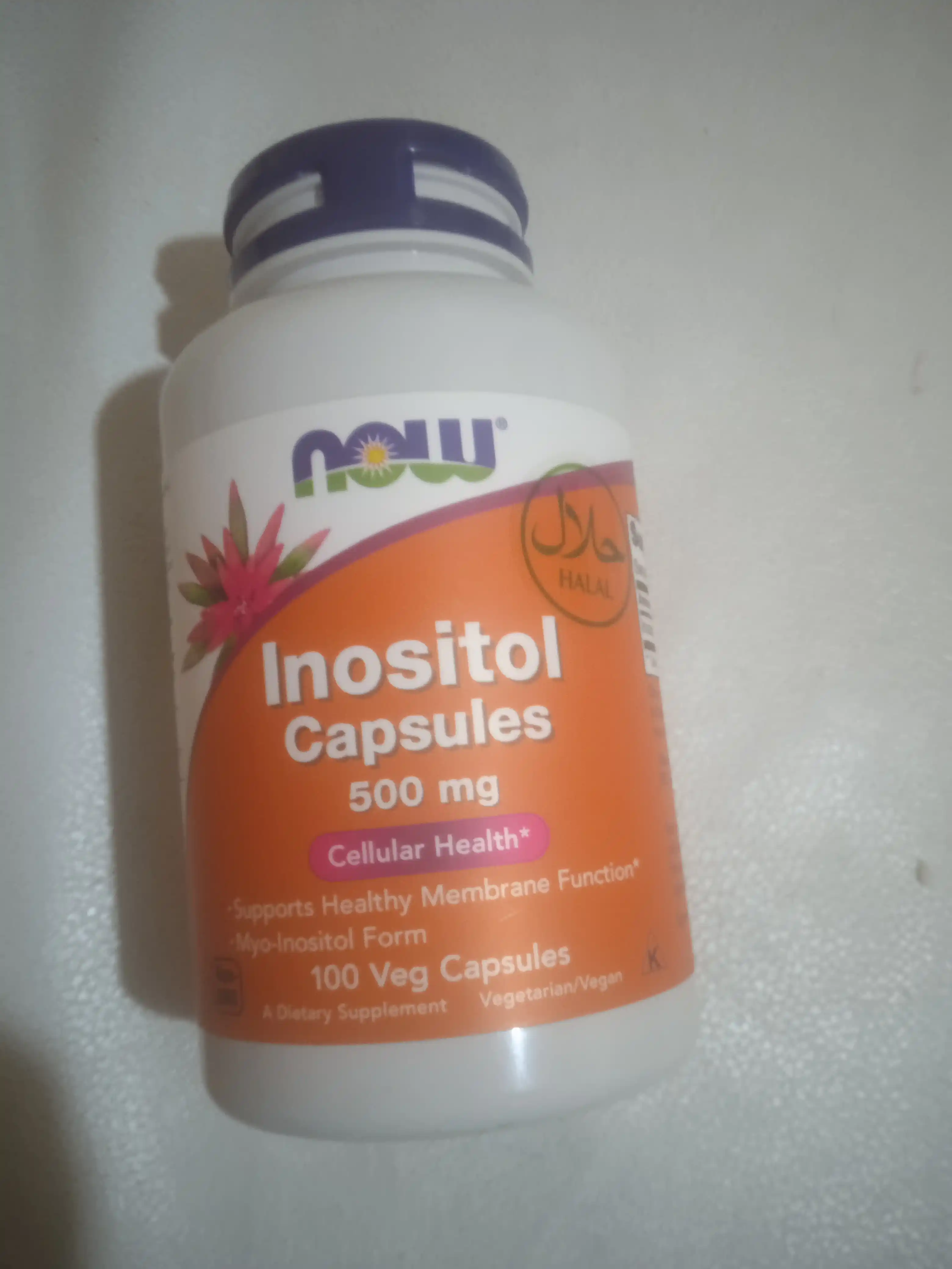 NOW Supplements, Inositol 500 mg, membrana va hujayra salomatligi, 100 kapsula Halol