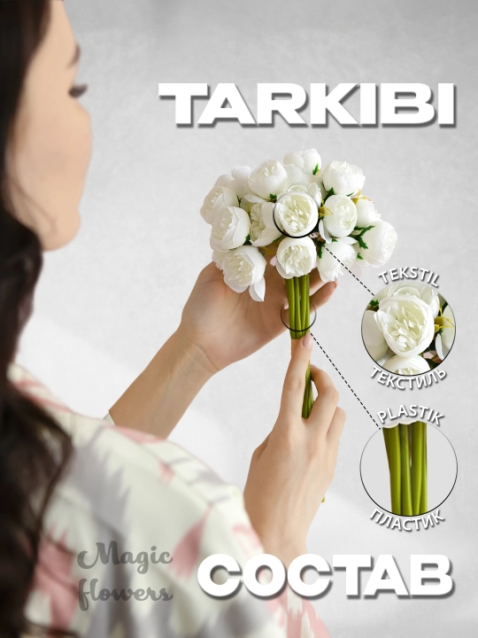 Sun’iy gullar pion va atirgullar