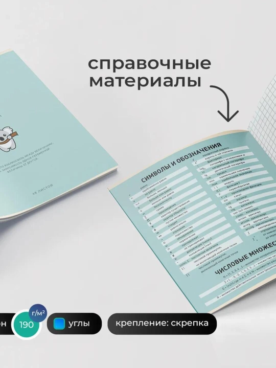 A5 formatda fan daftarlar to‘plami, 48 bet, katak va chiziqli, 12 dona, qo‘llanma bilan