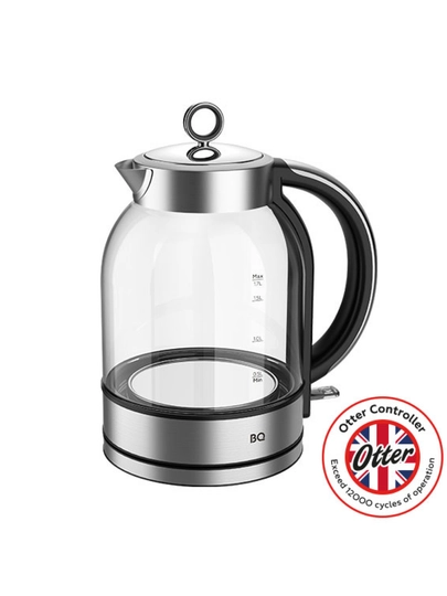 Чайник электрический BQ KT1845G,2200Вт, из стекла, объем 1.7 л, с подсветкой голубой — BQBLACK-KT1845G