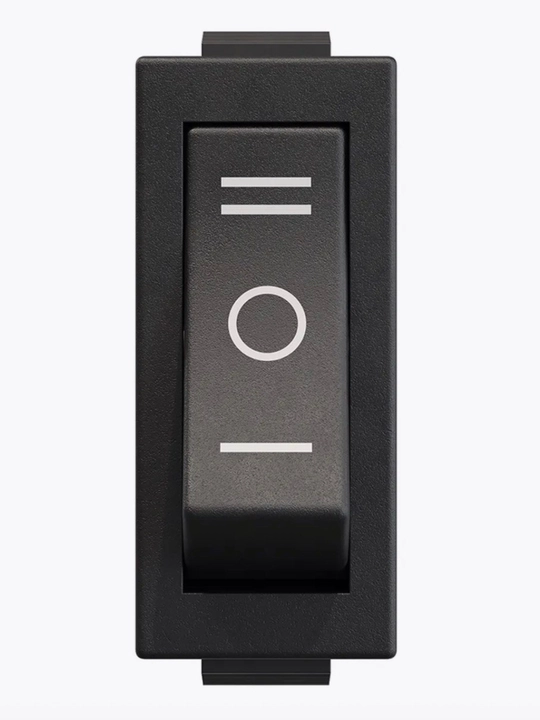 KCD3 ON-OFF-ON turlik tugmali o‘chirgich (3 pin, qora rang), 1 dona