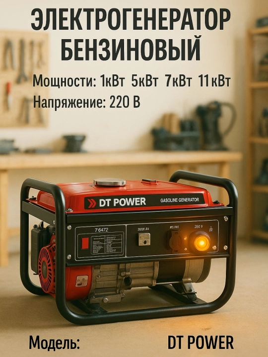 Benzinli elektr generatori 1KW 3KW 5KW 7KW 11KW220V 380V DT1500 3800 6500 9500 14000 - 